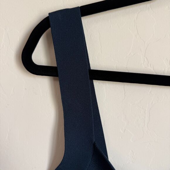 Aritzia Babaton XL Sculpt Knit Greek Tank Navy Blue Ribbed Shape Wear Boho Chic - Picture 6 of 16